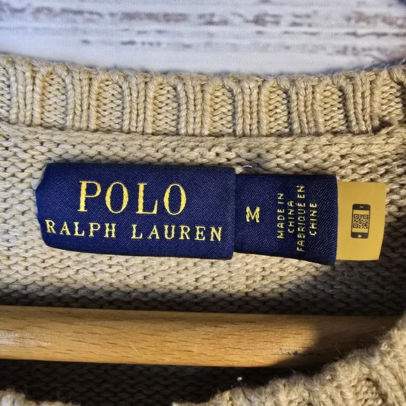 Polo Ralph Lauren Bear Sweater Medium Beige Preppy Knit Iconic Teddy - Picture 4 of 7